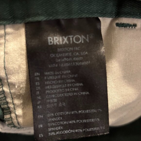 Brixton Reserve Standard Fit Chino Pants Men’s 34x32 Green - Picture 8 of 11